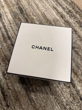 CHANEL Empty Box — White/Black Logo — Approx. 8.5" x 8.5" (Square)